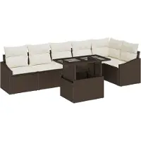 vidaXL Tuinbank Set 7 st Bruin en Crème
