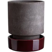 Bergs Potter Hoff pot Ø16 cm, Raw Grey-Deep Burgundy