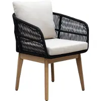 BUITEN living Rochefort dining tuinstoel | touw + hardhout | zwart
