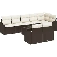 vidaXL Tuinbank Set 9 st Bruin en Crème poly rattan
