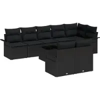 vidaXL Tuinbank Set 9 st Zwart poly rattan