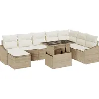 vidaXL Bankstel 9 st Beige en Crème poly rattan
