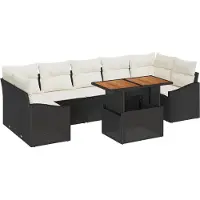 vidaXL Tuinbank Set 8 st Zwart en Crème