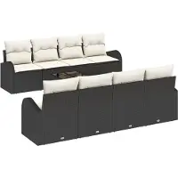 vidaXL Tuinbank Set 9 st Zwart poly rattan