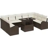 vidaXL Tuinbank Set 10 st Bruin en Crème poly rattan
