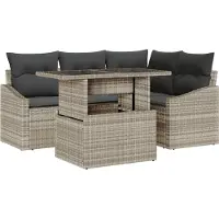 vidaXL Tuinbank Set 5 st Lichtgrijs poly rattan