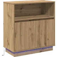 vidaXL LED Dressoir Artisan Eiken 71 x 34,5 x 75 cm Bewerkt hout