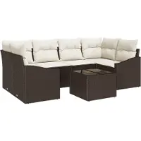 vidaXL Bankstel 7 st Bruin en Crème poly rattan
