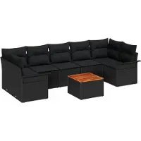 vidaXL Tuinbank Set 8 st Zwart poly rattan