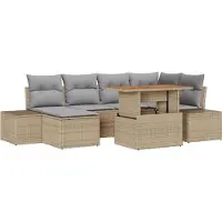 vidaXL Tuinbank Set 7 st Beige en Grijs