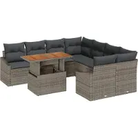 vidaXL Tuinbank Set 9 st Grijs en Bruin