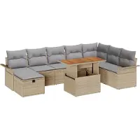 vidaXL Tuinset met 9 zitplaatsen, beige, van polyrotan