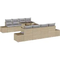 vidaXL Tuinbank Set 9 st Beige en Lichtgrijs poly rattan