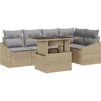 vidaXL Tuinbank Set 6 st Beige en Lichtgrijs poly rattan