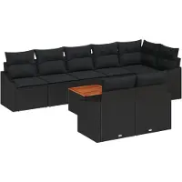 vidaXL Tuinbank Set 9 st Zwart poly rattan