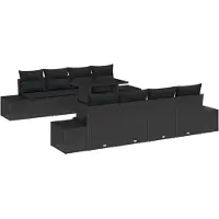 vidaXL Tuinbank Set 9 st Zwart poly rattan