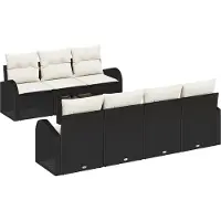 vidaXL Tuinbank Set Zwart 55 x 55 x 37 cm poly rattan