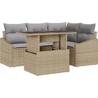 vidaXL Tuinbank Set 5 st Beige en Lichtgrijs poly rattan