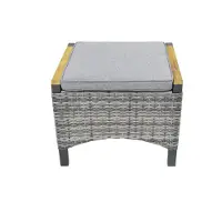 LC Garden Keramo voetenbank aluminium/rotan met teak