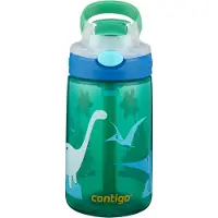 CONTIGO Gizmo Flip Autospout kinderdrinkfles met rietje, BPA-vrije waterfles - Green Jungle Dino - 420 ml
