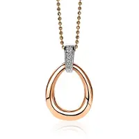 Zinzi 26mm gold plated zilveren bicolor hanger druppelvorm glad met witte zirconia's ZIH1709Y (zonder collier)