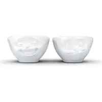 Tassen serie set van 2 porseleinen kommen met lachend en lekker gezichtje - porselein - wit - 100 ML - nr 3