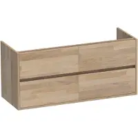 Brauer Adore Onderkast 4 Lades - 2 Uitsparingen - 119x45,5cm - Massief Eiken - Vingerlas Eiken Grijs - Badkamermeubels, Wastafelonderkasten