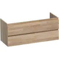 Brauer Joy Onderkast 2 Lades - 2 Uitsparingen - 119x45,5cm - Massief Eiken - Vingerlas Eiken Grijs - Badkamermeubels, Wastafelonderkasten