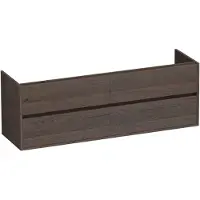 Brauer Adore Onderkast 4 Lades - 2 Uitsparingen - 159x45,5cm - Massief Eiken - Lamellen Eiken Zwart - Badkamermeubels, Wastafelonderkasten