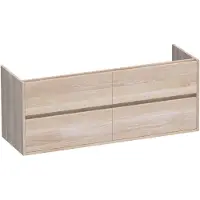 Brauer Adore Onderkast 4 Lades - 2 Uitsparingen - 139x45,5cm - Massief Eiken - Lamellen Eiken Wit - Badkamermeubels, Wastafelonderkasten