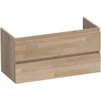 Brauer Joy Onderkast 2 Lades - 1 Uitsparing - 99x45,5cm - Massief Eiken - Vingerlas Eiken Grijs - Badkamermeubels, Wastafelonderkasten - 8720359331564