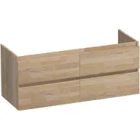 Brauer Joy Onderkast 4 Lades - 2 Uitsparingen - 119x45,5cm - Massief Eiken - Vingerlas Eiken Grijs - Badkamermeubels, Wastafelonderkasten