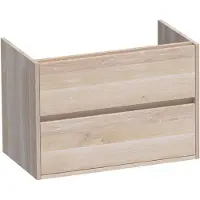 Brauer Adore Onderkast 2 Lades - 1 Uitsparing - 80x45,5cm - Massief Eiken - Lamellen Eiken Wit - Badkamermeubels, Wastafelonderkasten - 8720359330246