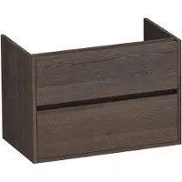 Brauer Adore Onderkast 2 Lades - 1 Uitsparing - 80x45,5cm - Massief Eiken - Lamellen Eiken Zwart - Badkamermeubels, Wastafelonderkasten