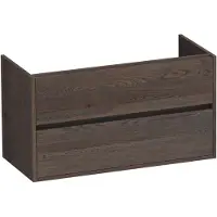 Brauer Adore Onderkast 2 Lades - 1 Uitsparing - 99x45,5cm - Massief Eiken - Lamellen Eiken Zwart - Badkamermeubels, Wastafelonderkasten
