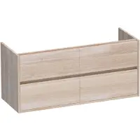 Brauer Adore Onderkast 4 Lades - 2 Uitsparingen - 119x45,5cm - Massief Eiken - Lamellen Eiken Wit - Badkamermeubels, Wastafelonderkasten
