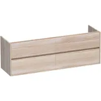Brauer Adore Onderkast 4 Lades - 2 Uitsparingen - 159x45,5cm - Massief Eiken - Lamellen Eiken Wit - Badkamermeubels, Wastafelonderkasten