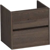 Brauer Adore Onderkast 2 Lades - 1 Uitsparing - 59x45,5cm - Massief Eiken - Lamellen Eiken Zwart - Badkamermeubels, Wastafelonderkasten