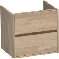 Brauer Adore Onderkast 2 Lades - 1 Uitsparing - 59x45,5cm - Massief Eiken - Vingerlas Eiken Grijs - Badkamermeubels, Wastafelonderkasten