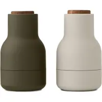 Audo Copenhagen Bottle Grinder kruidenmolen Small 2-pack Hunting green-beige-walnoothout