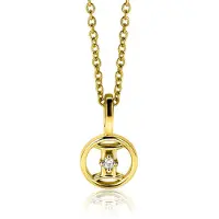 Zinzi 9mm gold plated zilveren Tweelingen sterrenbeeldhanger bezet met witte zirconia ZIHY-TWE (zonder collier)