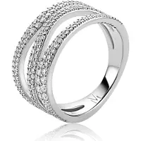Zinzi Mart Visser by zilveren multi-look ring 11,5mm breed organisch gevormd en bezet met witte zirkonia's MVR26
