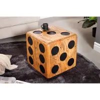 Invicta Massieve kubuskruk CUBE 41cm naturel Mindiholz bijzettafel stapelbaar - 41811