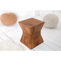 Invicta Design bijzettafel PYRAMID 35cm massief houten kruk Sheesham Stone afwerking unieke korrel - 21011