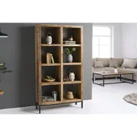 Invicta Stevige plank IRON CRAFT 176cm mangohouten boekenkast acht vakken industrieel design - 42377