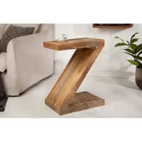 Invicta Massieve bijzettafel Z 45cm mangohout Z-vorm met de hand gemaakt - 41002