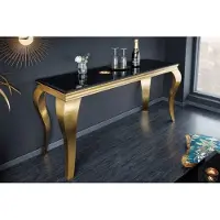 Invicta Elegante consoletafel MODERN BAROK 145cm zwart goud opaalglas roestvrijstalen poten - 42314