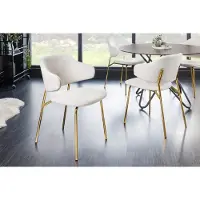 Invicta Design stoel VOGUE wit Boucle gouden metalen poten - 43148