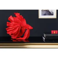 Invicta Design decoratief figuur vechtende vis CROWNTAIL 35cm rood Betta vissculptuur - 43173