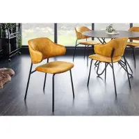Invicta Design stoel VOGUE mosterdgeel fluweel zwart metalen poten - 43153